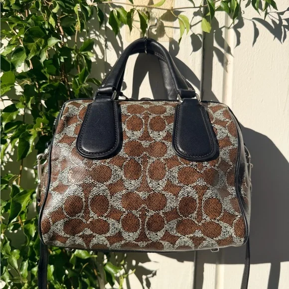Coach Black and Brown Signature Satchel - Picture 5 of 8
